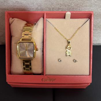 Kit Relógio Condor Feminino Dourado Com Colar e Brincos CO2035NSS/K4K 49861