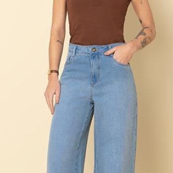 Calça Wide Leg Pitt Feminina Jeans Push 02688 52048