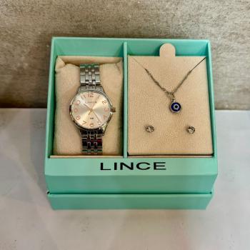 Relógio Lince Feminino Prata Com Kit Colar e Brincos LRMH008L30 51083