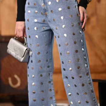 Calça Feminino Wide Leg Com Tachinha 127 Importado SC 51380