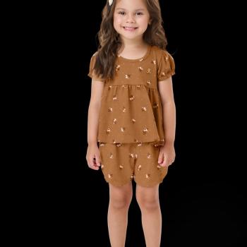 Conjunto Kiko e Kika Feminino Infantil 15060 Bata/Shorts 1 ao 3 44938 k26