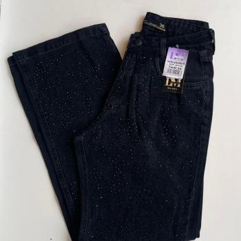 Calça Feminino Wide Leg Com Brilho 20116 Preta Importado SC 51375