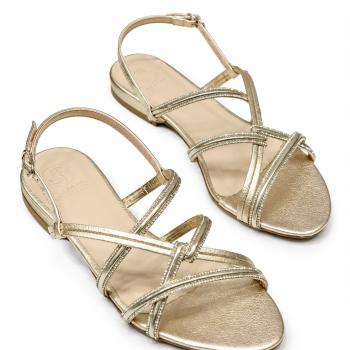 Sandalia Salto Baixo Jamar Feminino Dourada C/Stras 213546 51968