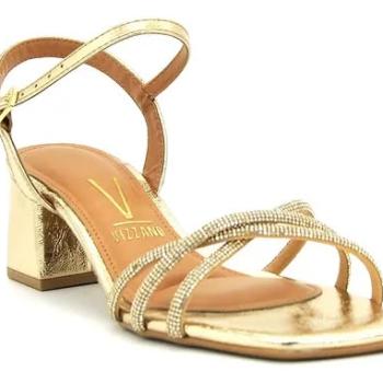Salto Bloco Medio Vizzano 6 CM C/Acabamento Metalizado Dourado C/Strass 6579206 52046