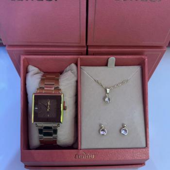 Kit Relógio Condor Dourado Feminino Com Brinco e Colar CO2035NBN/K4D 50677