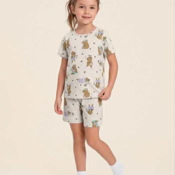 Pijama Malwee Feminino Infantil 1000139925 Blusa/Shorts 4 ao 8 45515 k26