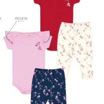 Conjunto Kiko e Kika Feminino Bebê 14538 Body Manga Curta/Calça Punho P ao G 43936