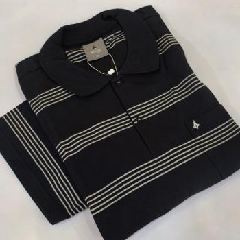 Camisa Polo Breda Masculina Plus Com Bolso e Listras 6180003 51707