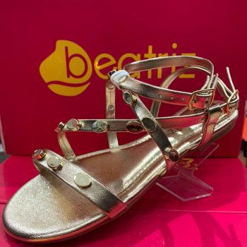 Sandália Beatriz Feminina Rasteira 229200/462 Dourada 49786 105
