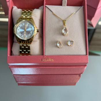 Relógio Feminino Condor Dourado Com Kit Colar e Brincos CO2035NAP 51744
