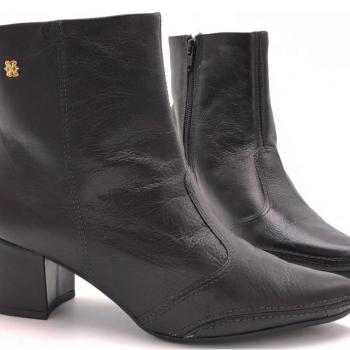 Bota Ramarim Bico Fino Feminina em Couro Preta 2659101  50927