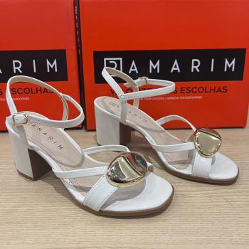 Sandália Ramarim Feminina Salto Bloco Off White 2531208 49124