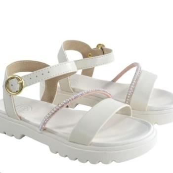 Sandália Molekinha 2344129 Branco Off/Cristal/Perola 43709