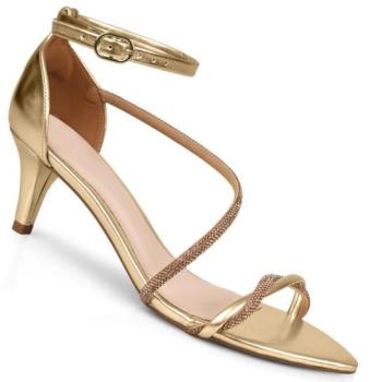 Sandalia Salto Medio Fino Mariotta Bico Folha Feminino C/Strass 30645 51961
