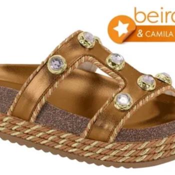 Sandália Beira Rio Feminina Flatform 8546208 Bronze 50132