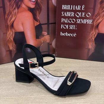 Sandália Bebece Feminina T5290 Preta Salto Médio 50707