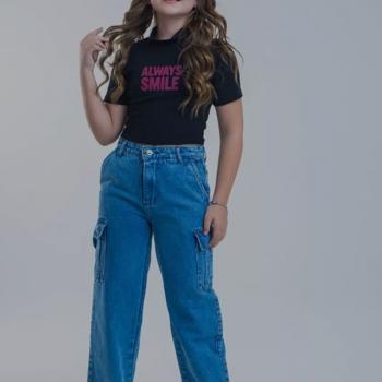Calça Lico e Teca Feminina Juvenil Wide Cargo Helena 43779790 12 ao 14 42695