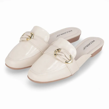 Mule Piccadilly Feminino 250278 Verniz Off White 50698