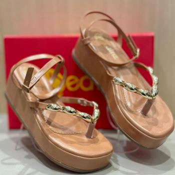 Sandalia Flatform Beatriz Feminina Castanho 380200 50222