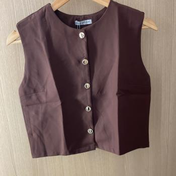 Blusa Cropped Feminino Importado SC Tecido Botões Dourados 51427