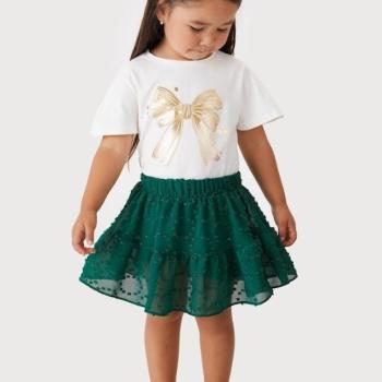 Conjunto Carinhoso Feminino Infantil 1000132218 Blusa/Saia 4 ao 8 43834