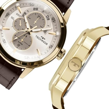 Relógio Technos Masculino 6P57AC/2C Dourado Com Pulseira em Couro 43476