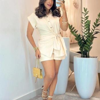 Conjunto Feminino Short e Camisa com Amarração 03 49234