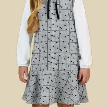 Conjunto Tiny Joy Feminino Infantil 12404 Vestido/Blusa Manga Longa 4 ao 10 44551 k26
