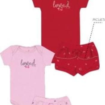 Conjunto Kiko e Kika Feminino Bebê 14537 Body Manga Curta/Shorts P ao G 43935
