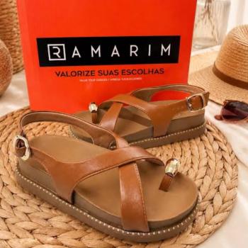 Sandalia Papete Ramarim Feminina Camel 2644204 52031