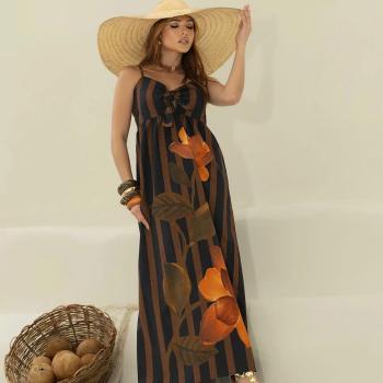 Vestido Jilem Longo Amarração no Busto 51884