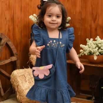 Vestido Sonho de Nenê Bebê Xadrez 5190 C/Bolsa M ao G 44683 k26