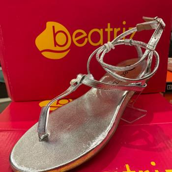 Sandália Beatriz Feminina Rasteira de Amarração 360200/38 Prata 49789