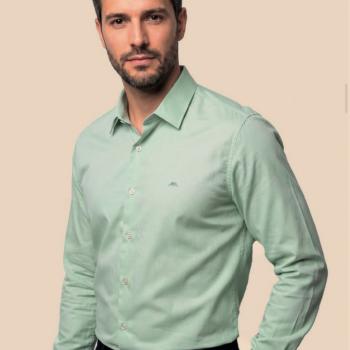 Camisa Social MX Masculina  Slim Fit Tricoline M/L 26021 51948
