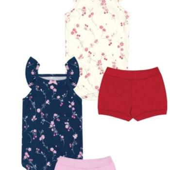 Conjunto Kiko e Kika Feminino Bebê 14536 Body Alça/Cobre Fralda P ao G 43934