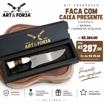 AeF - KIT PROMO Faca Picanheira AeF 10 Pol 2mm Cabo Variado + Caixa Presente