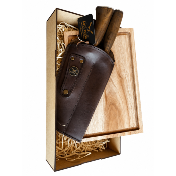AeF - KIT PROMO Conjunto Picanheira AeF Faca e Garfo 8 pol 2mm + Tabua Petisco + Caixa MDF 3mm