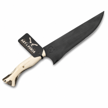 DOMA CRIOULA - Faca 9 pol 5mm Eletrostatico Preto Cabo Tala Osso aço INOX