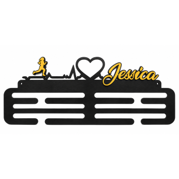 AeF - Porta Medalhas MDF Amadeirado / Preto com Acrílico