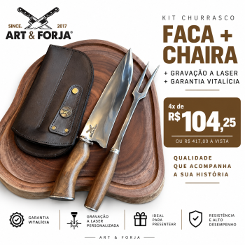 AeF - Conjunto Picanheira e Garfo 8 Pol Cabo Variado Aço Inox 2mm