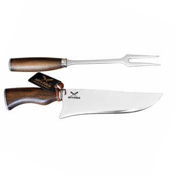 AeF - Conjunto Picanheira e Garfo 8 Pol 2mm Aço Inox Cabo