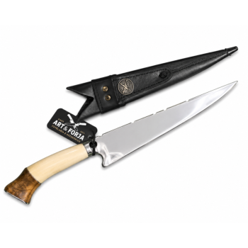 FERREIRO ARTESÃO - Faca 10 Pol espigao Madeira e Osso Pata de Cavalo Aço Inox