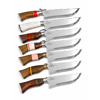 AeF - Faca Churrasco 7 Pol 2mm Mosqueado Espigão Cabos Variados Inox