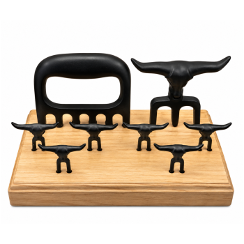 AeF - Kit Petisco 6 Garfinhos + 1 Garfo BadBull Tridente + 1 garra de urso + 1x Base de Tábua