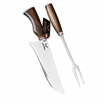 AeF - Conjunto Picanheira e Garfo 8 Pol 2mm Aço Inox Cabo