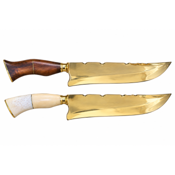AeF - Faca Picanheira Gold 10 Pol Cabo Madeira Aço Inox 3mm
