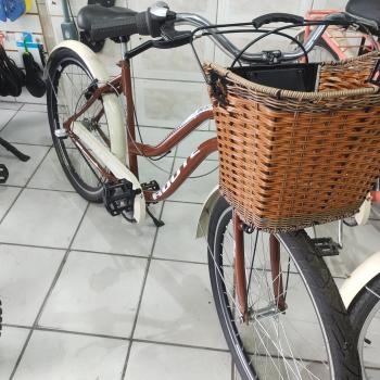 BICICLETA ARO 26 RETRÔ MARROM/BEGE