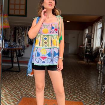BLUSA ARTESANAL ARTE TROPICAL - G