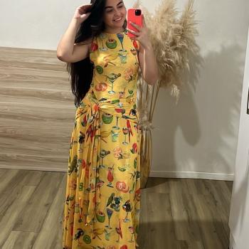 VESTIDO TULE AMARRACAO COQUETEL TROPICAL - M