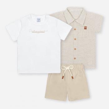 CONJ INFANTIL CAMISETA, BERMUDA E CAMISA CAMUR/MR CAMUR